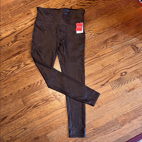 SPANX Brown Snake Print Leggings, NWT, L - Picture 5 of 6